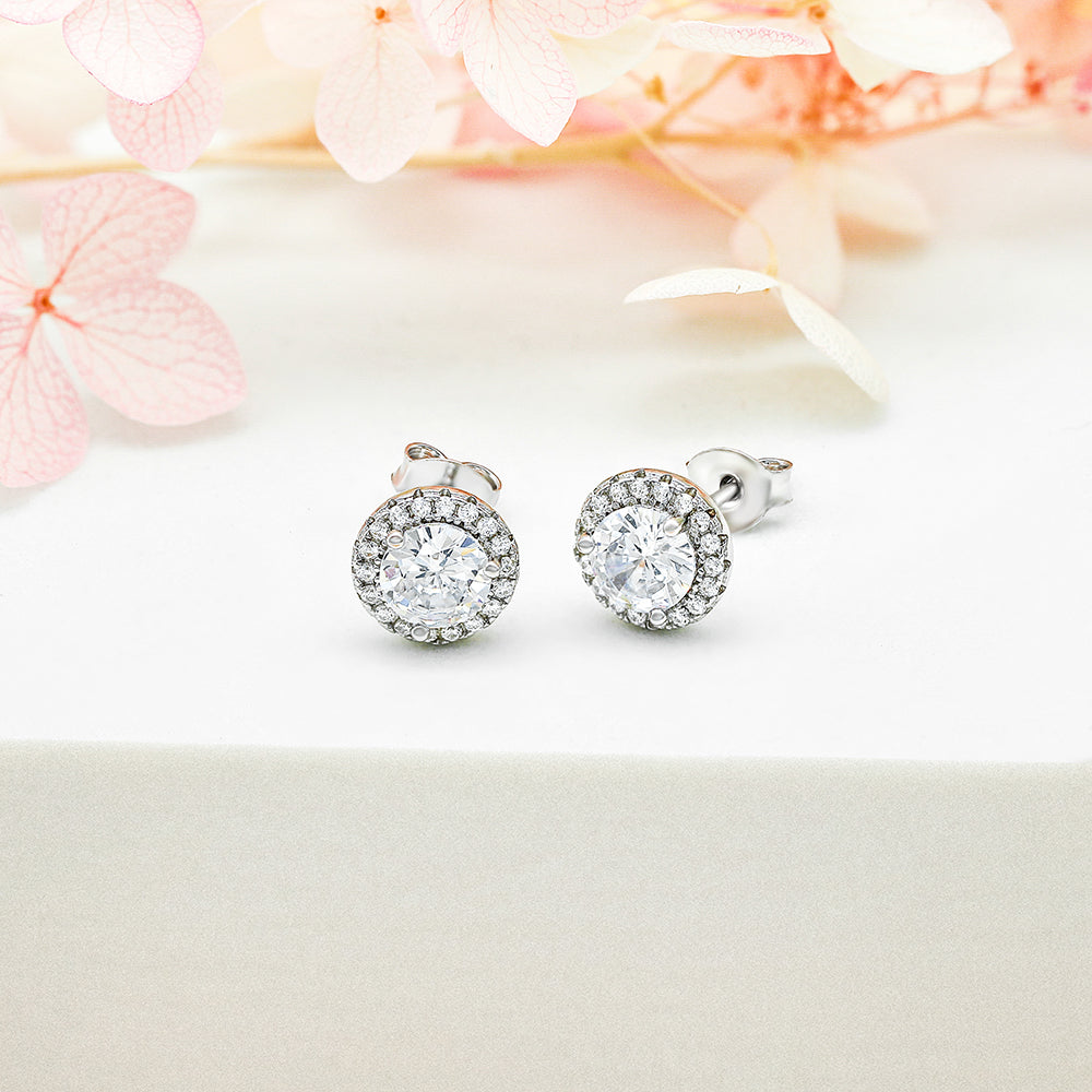 Diamond Halo Stud Earrings