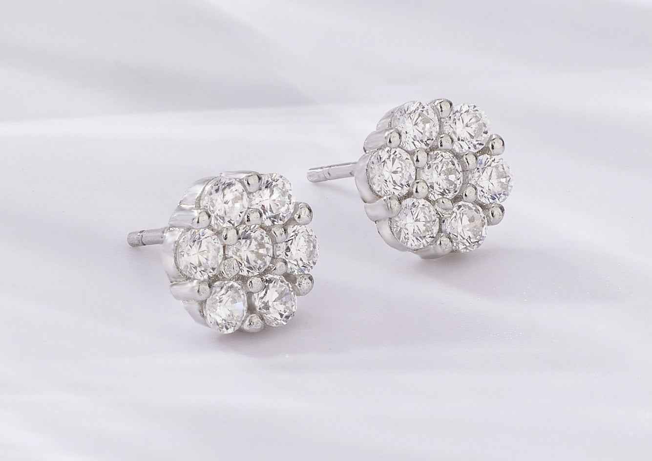 Flower Cluster Diamond Earrings