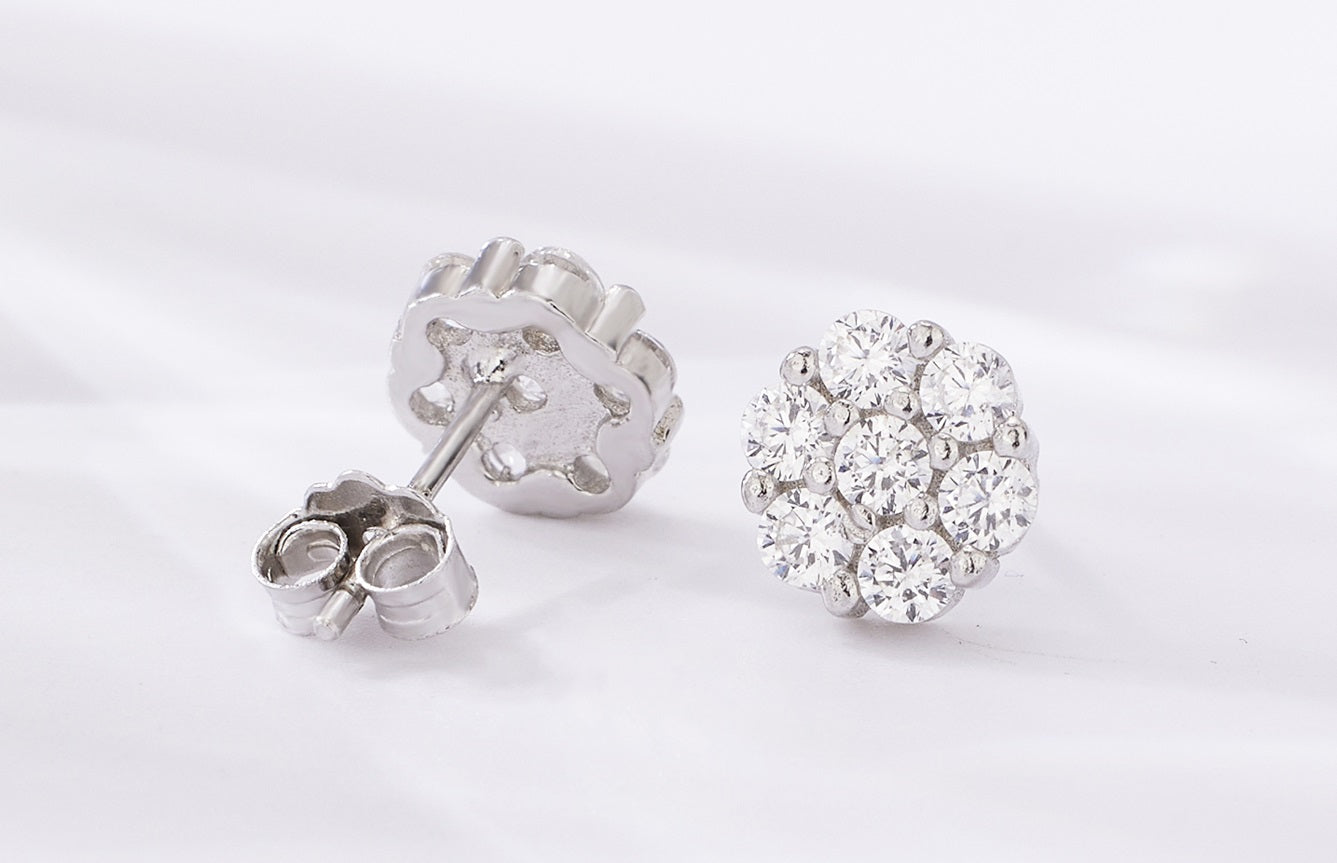 Flower Cluster Diamond Earrings