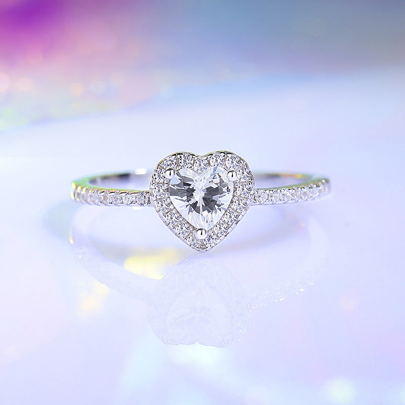 Heart Diamond Halo Ring