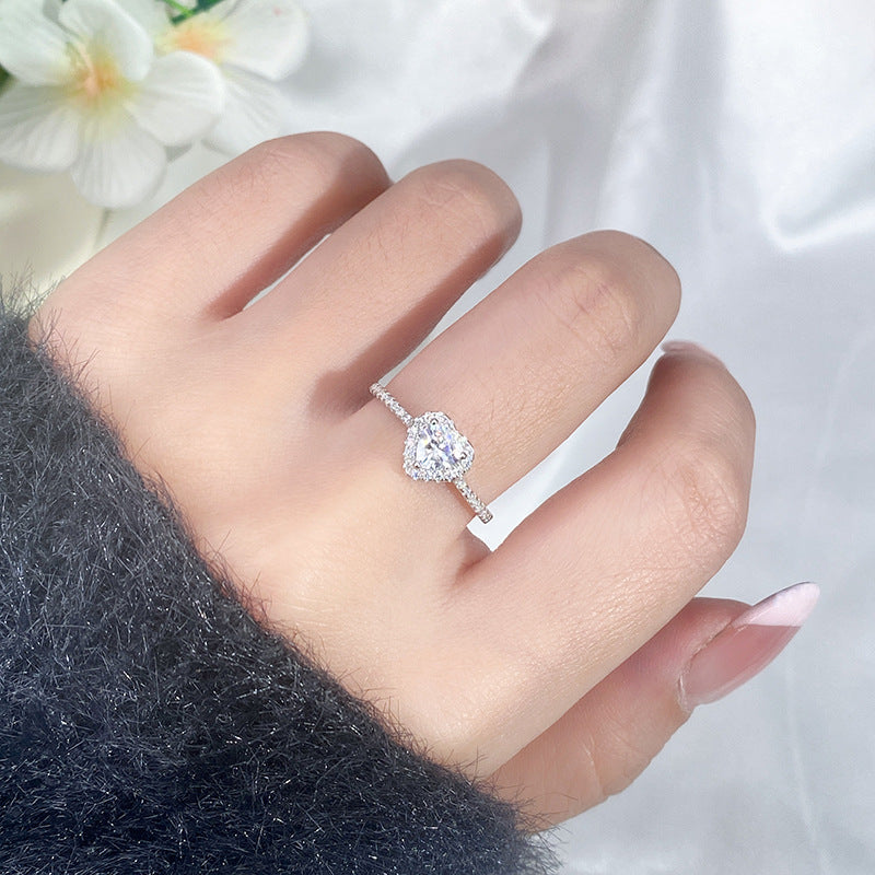 Heart Diamond Halo Ring