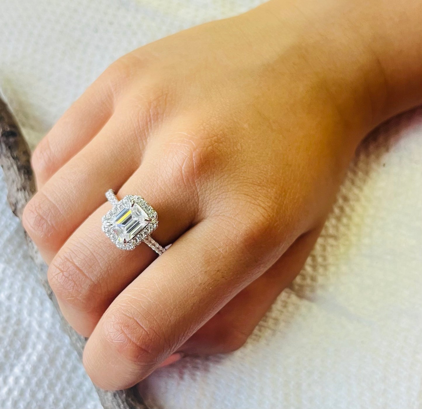 Emerald Halo Diamond Ring