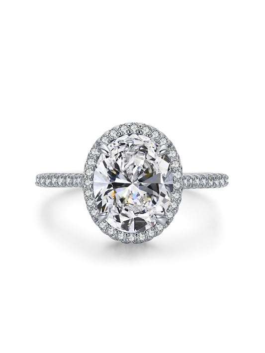 Oval Diamond Halo Ring