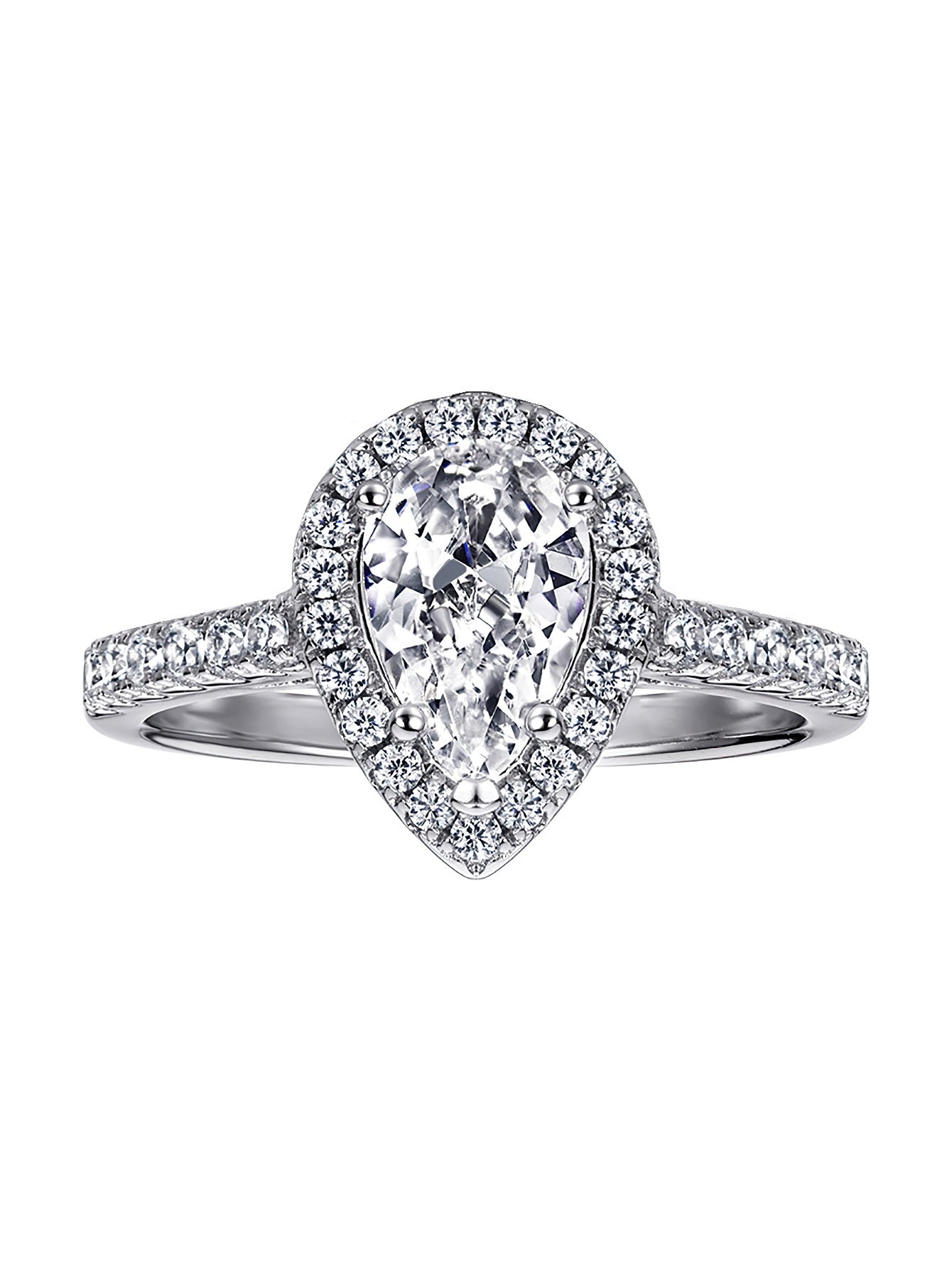 Pear Diamond Halo Ring