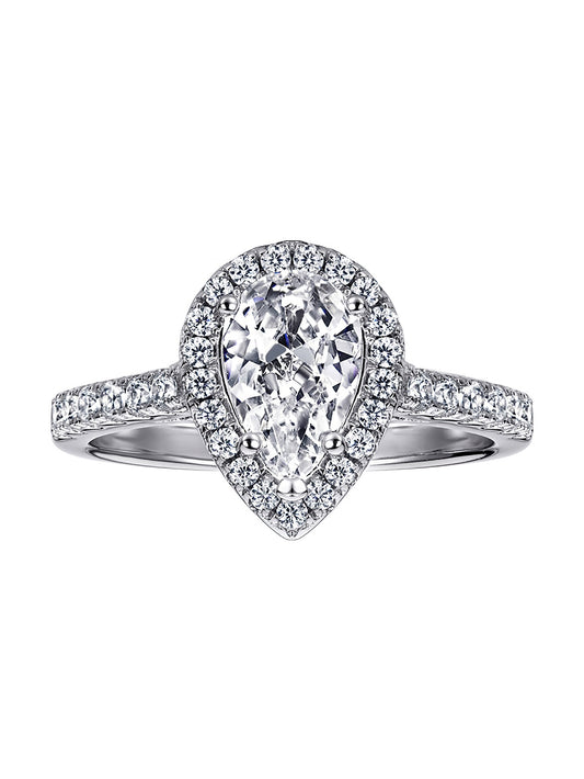 Pear Diamond Halo Ring