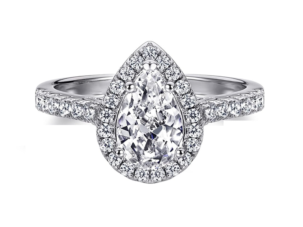 Pear Diamond Halo Ring