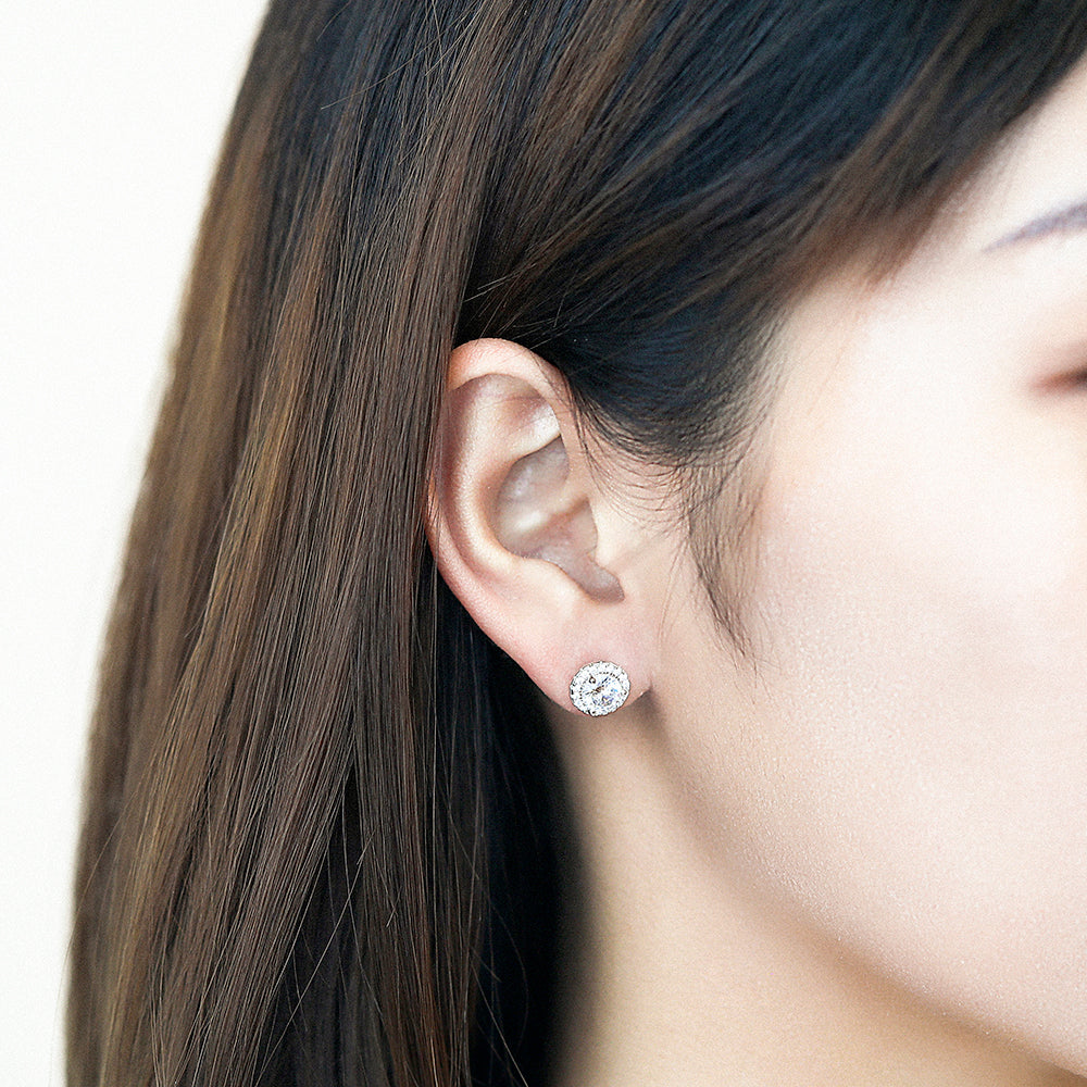 Diamond Halo Stud Earrings